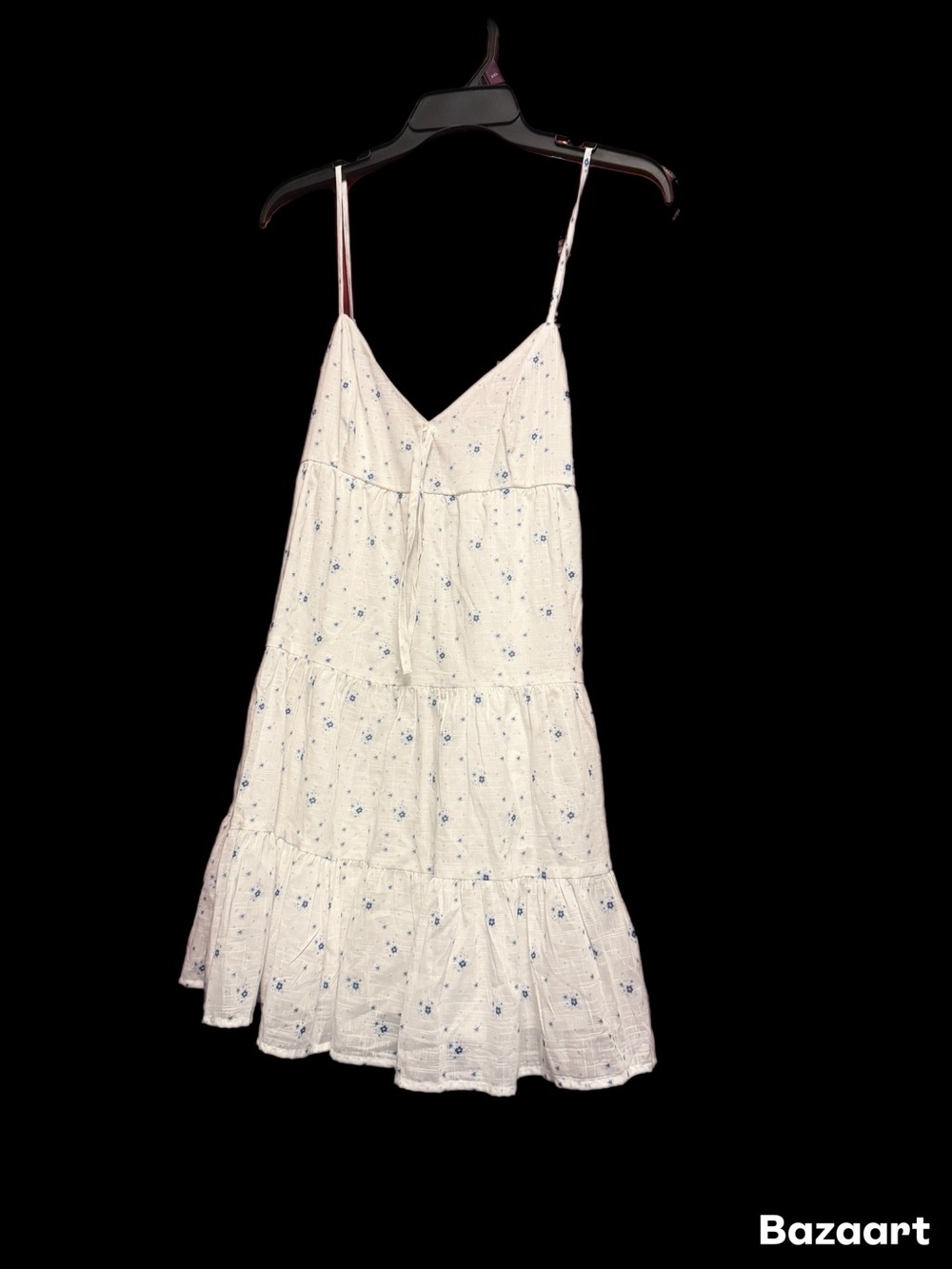 No Boundaries White Mini Dress with Blue Floral Print
